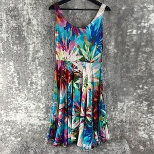 Salaam Size S Colorful Floral Topical Vacation Fit Flared Dress Knee Length